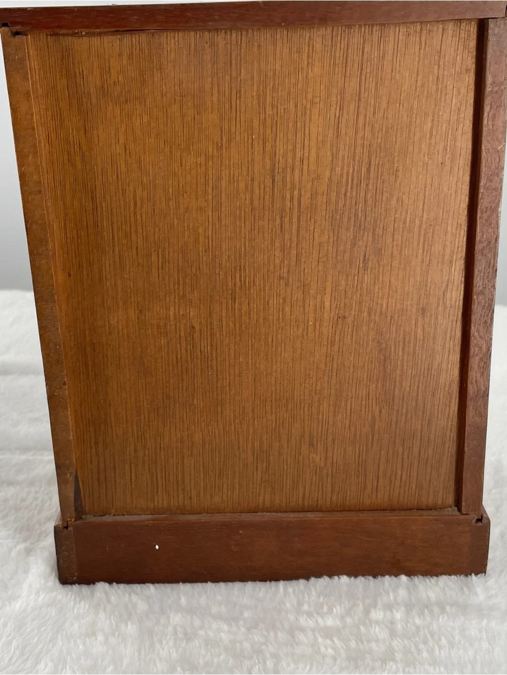 Wooden Jewelry Cabinet with Yellow Mesh Accents